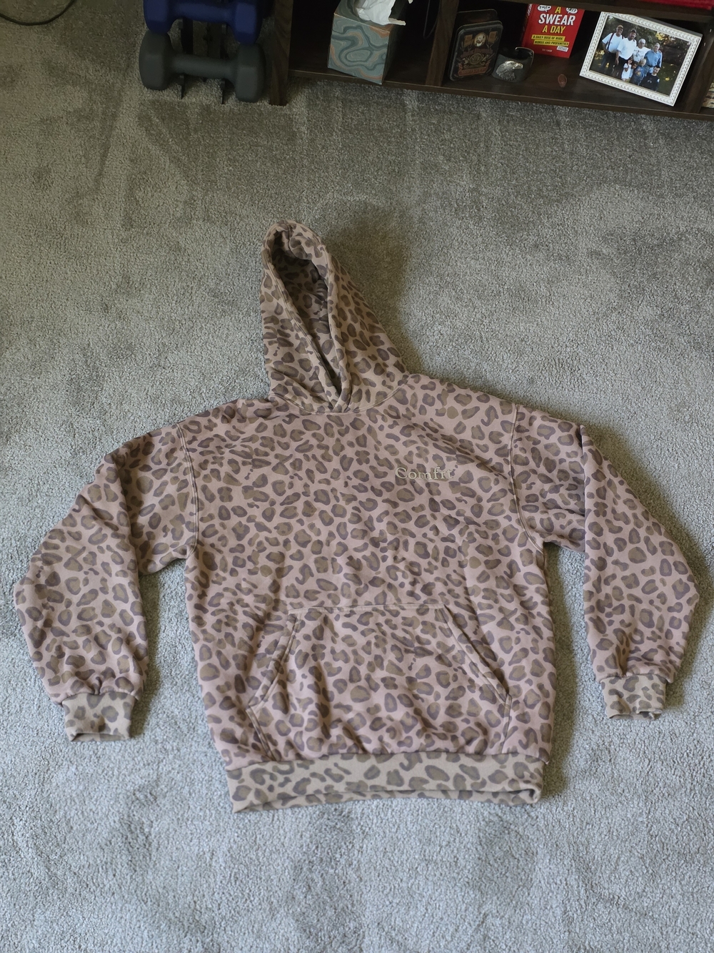 Comfrt Brown Leopard Print Hooded Sweatshirt